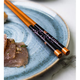 Kit 5 Pares Hashi Preto Floral Kyoto Yoi Conjunto De Palitos Japoneses Bambu Cozinha Oriental Sushi